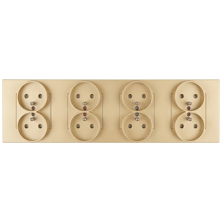 Steckdose Vierfach Kunststoff LINEA Gold Vierfachrahmen Und 4 X Steckdose MIUUN
