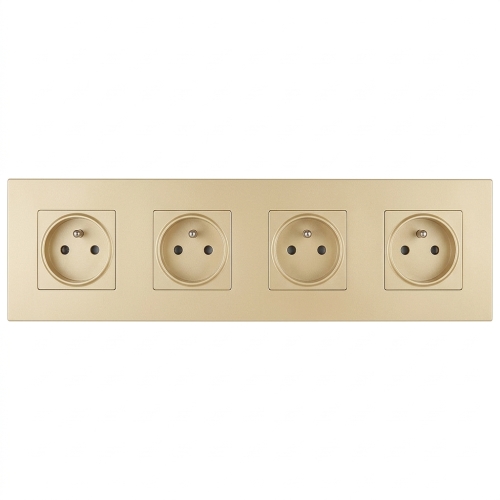 Steckdose Vierfach Kunststoff LINEA Gold Vierfachrahmen Und 4 X Steckdose MIUUN