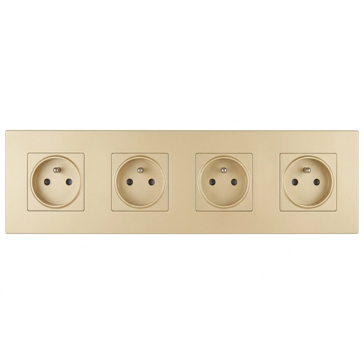 Steckdose Vierfach Kunststoff LINEA Gold Vierfachrahmen Und 4 X Steckdose MIUUN