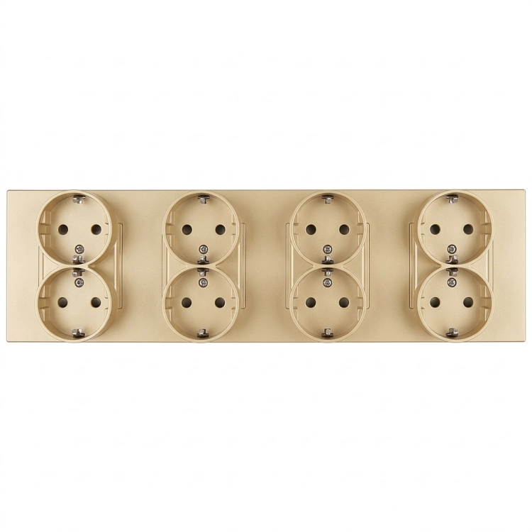 Steckdose Vierfach Kunststoff LINEA Schuko Gold Vierfachrahmen Und 4 X Steckdose