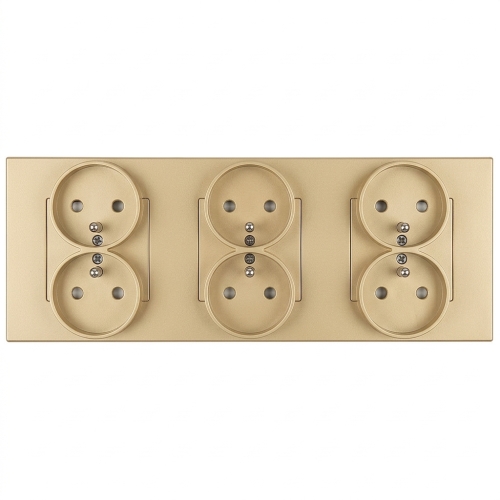 Steckdose Dreifach Kunststoff LINEA Gold Dreifachrahmen Und 3 X Steckdose MIUUN