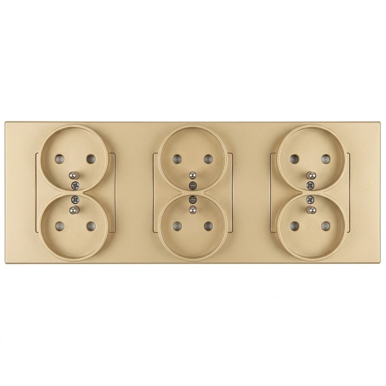 Steckdose Dreifach Kunststoff LINEA Gold Dreifachrahmen Und 3 X Steckdose MIUUN