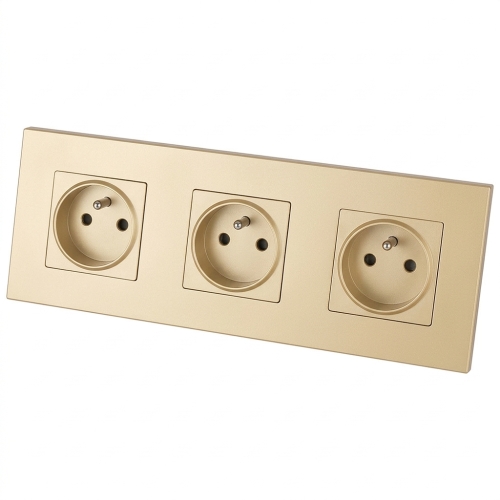 Steckdose Dreifach Kunststoff LINEA Gold Dreifachrahmen Und 3 X Steckdose MIUUN