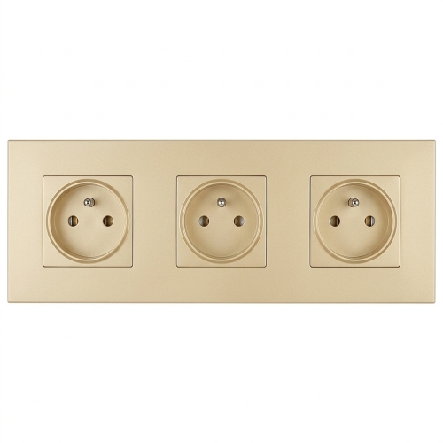 Steckdose Dreifach Kunststoff LINEA Gold Dreifachrahmen Und 3 X Steckdose MIUUN