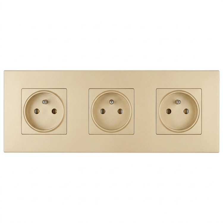 Steckdose Dreifach Kunststoff LINEA Gold Dreifachrahmen Und 3 X Steckdose MIUUN
