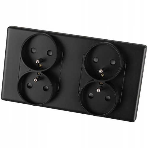 Doppelsteckdose Schwarz Set PVC-Doppelrahmen Und 2 X Doppelsteckdose