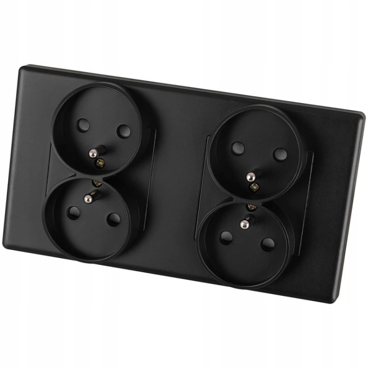 Doppelsteckdose Schwarz Set PVC-Doppelrahmen Und 2 X Doppelsteckdose