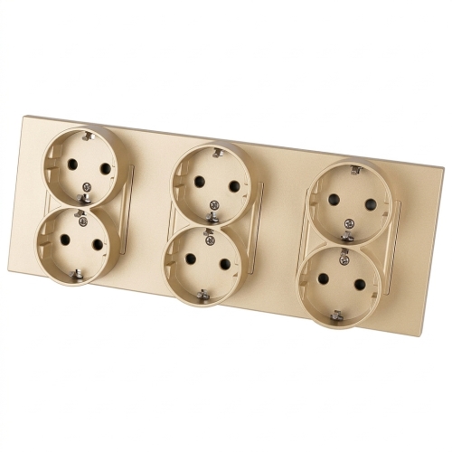 Steckdose Dreifach Kunststoff LINEA Gold Schuko Dreifachrahmen Und 3 X Steckdose