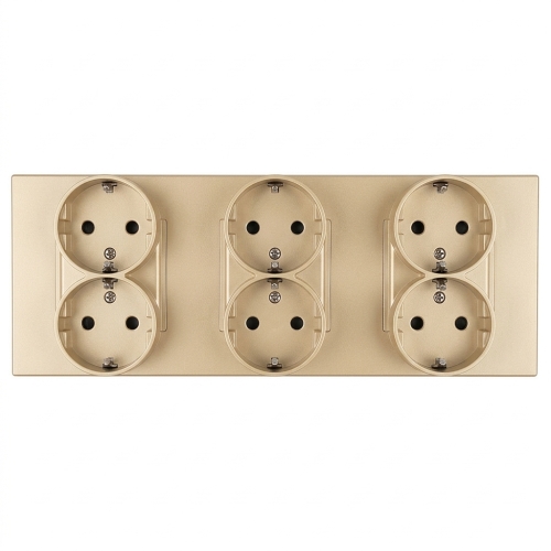 Steckdose Dreifach Kunststoff LINEA Gold Schuko Dreifachrahmen Und 3 X Steckdose