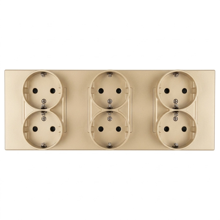 Steckdose Dreifach Kunststoff LINEA Gold Schuko Dreifachrahmen Und 3 X Steckdose