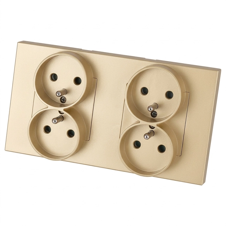 Steckdose Vierfach Kunststoff LINEA Gold Und Doppelrahmen 2 X Steckdose MIUUN