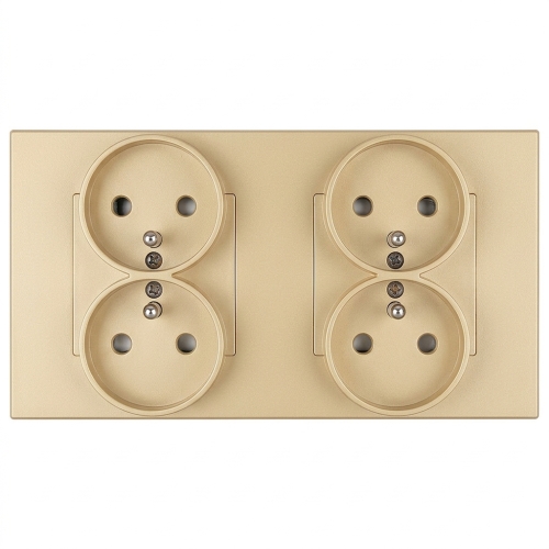 Steckdose Vierfach Kunststoff LINEA Gold Und Doppelrahmen 2 X Steckdose MIUUN