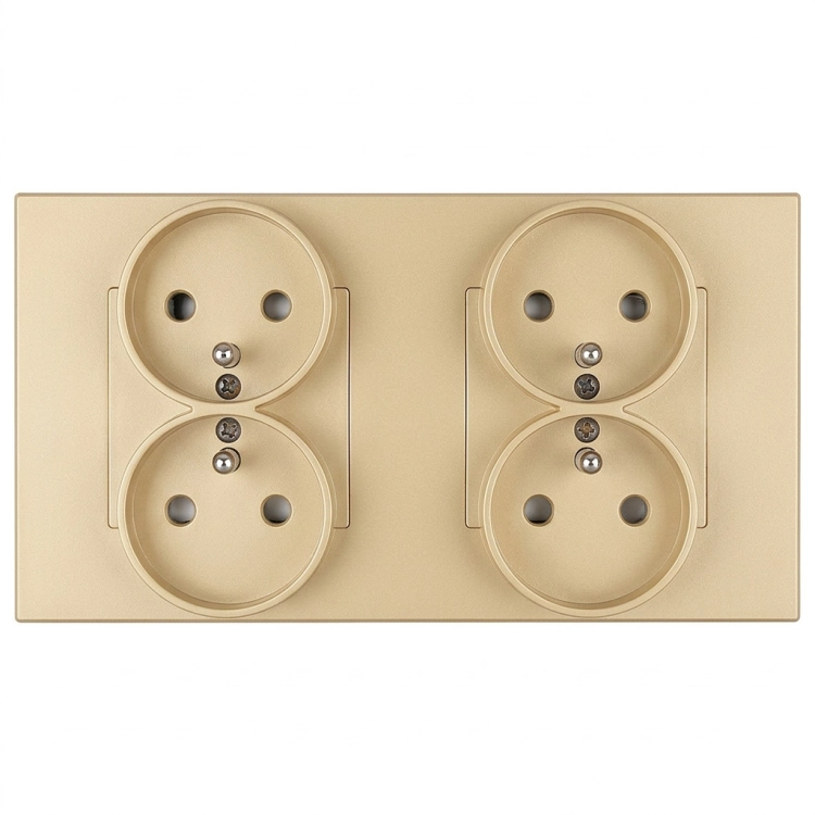 Steckdose Vierfach Kunststoff LINEA Gold Und Doppelrahmen 2 X Steckdose MIUUN
