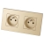 Steckdose Doppel Kunststoff LINEA Gold Und Doppelrahmen 2 X Steckdose MIUUN