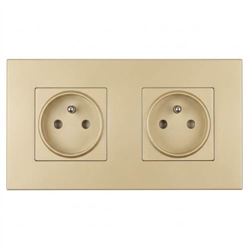 Steckdose Doppel Kunststoff LINEA Gold Und Doppelrahmen 2 X Steckdose MIUUN