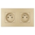 Steckdose Doppel Kunststoff LINEA Gold Und Doppelrahmen 2 X Steckdose MIUUN