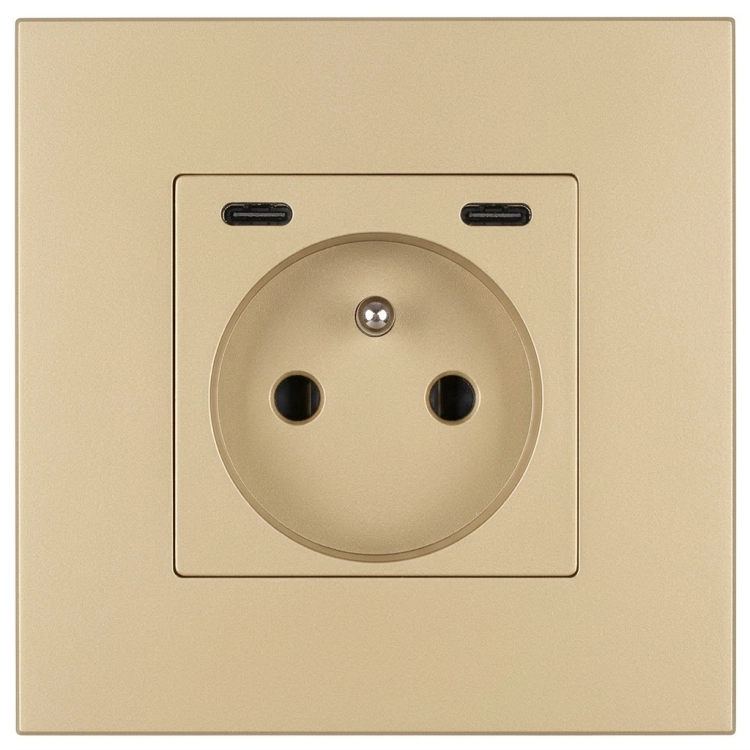 Steckdose Kunststoff LINEA + Doppelte USB-C+C-Ladesteckdose 20W Gold MIUUN