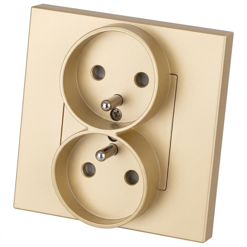 Doppelsteckdose Kunststoff LINEA Mit Erdungsstift Gold MIUUN
