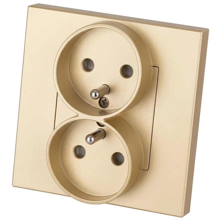 Doppelsteckdose Kunststoff LINEA Mit Erdungsstift Gold MIUUN