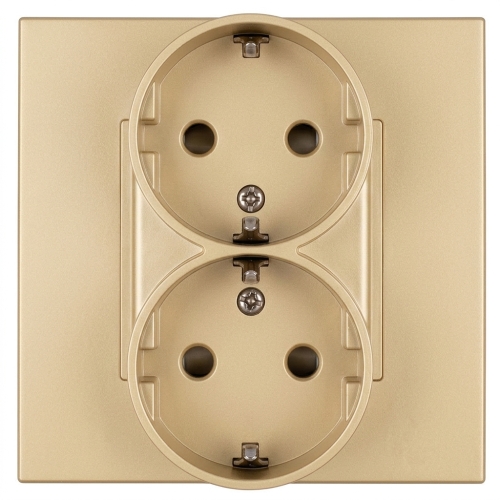 Doppelsteckdose Kunststoff LINEA Schuko Mit Schutzkontakt Ohne Erdungsstift Gold MIUUN