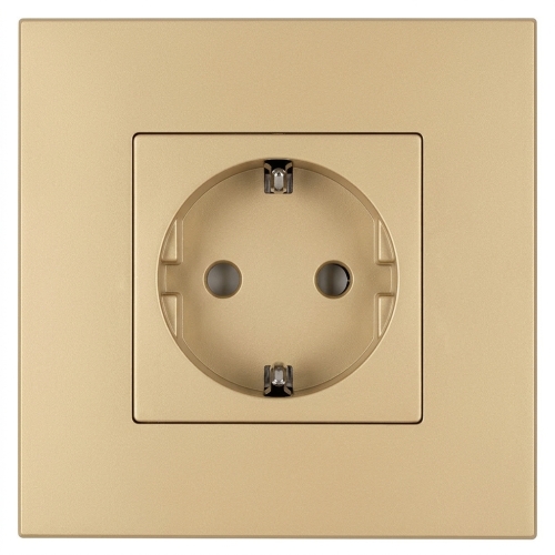 Steckdose Kunststoff LINEA Schuko Mit Schutzkontakt Ohne Erdungsstift Gold MIUUN