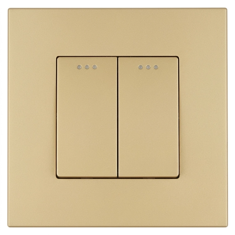 Doppelter Wechselschalter Kunststoff LINEA Gold MIUUN