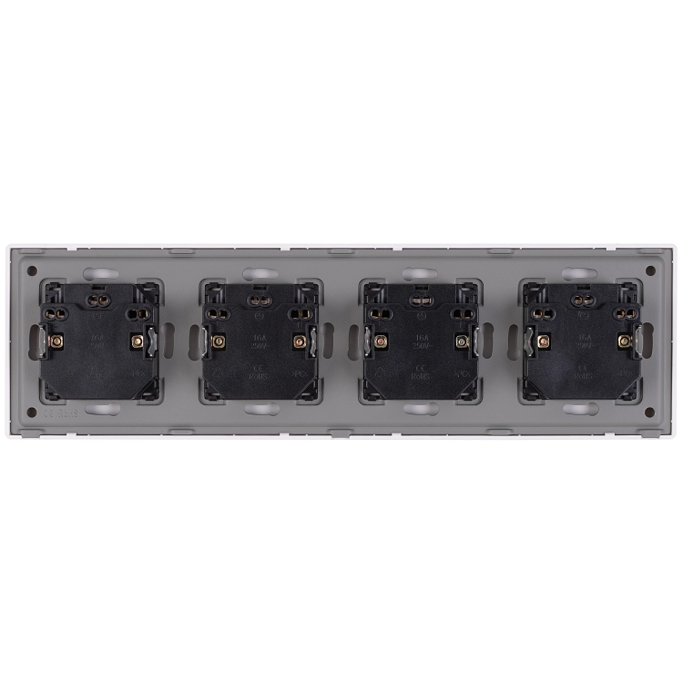 Vierfachsteckdose Kunststoff LINEA Weiß Vierfachrahmen Und 4 X Steckdose MIUUN