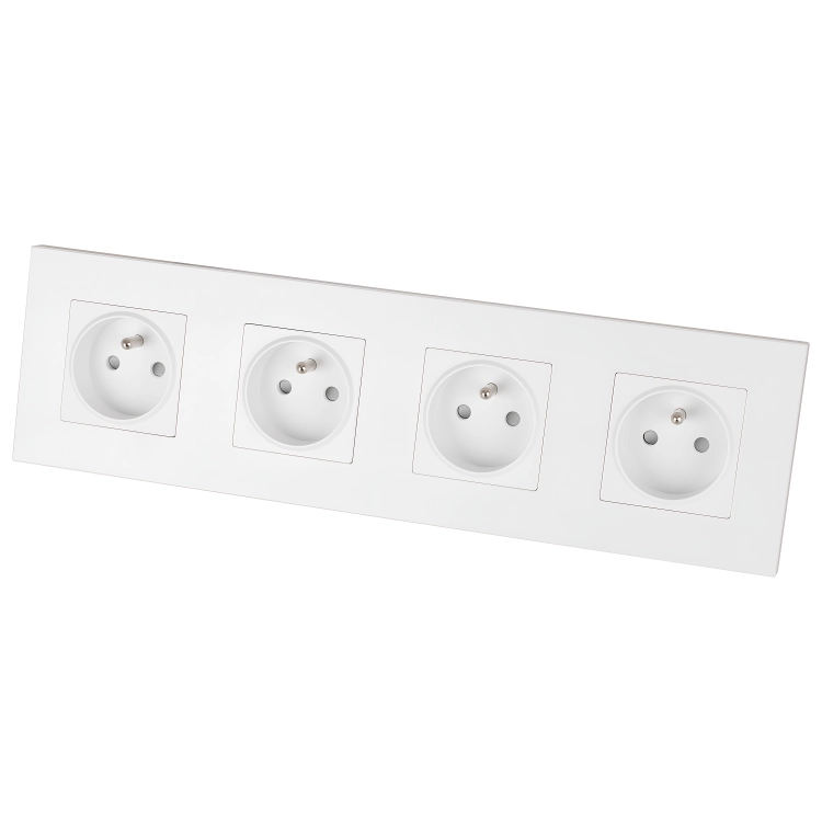 Vierfachsteckdose Kunststoff LINEA Weiß Vierfachrahmen Und 4 X Steckdose MIUUN