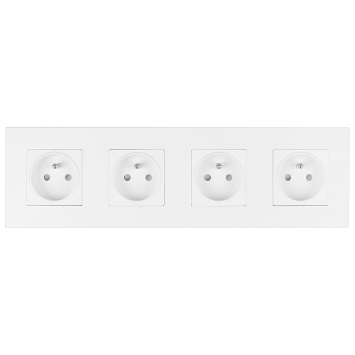 Vierfachsteckdose Kunststoff LINEA Weiß Vierfachrahmen Und 4 X Steckdose MIUUN