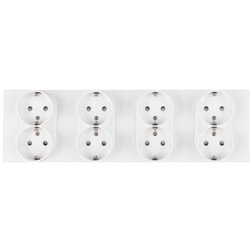 Vierfachsteckdose Kunststoff LINEA Schuko Weiß Vierfachrahmen Und 4 X Steckdose