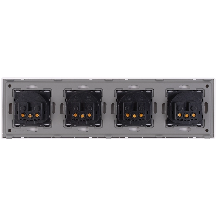 Vierfachsteckdose Kunststoff LINEA Schuko Weiß Vierfachrahmen Und 4 X Steckdose
