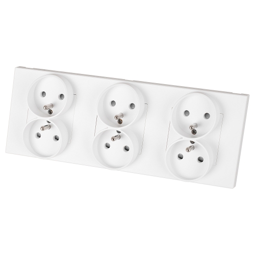 Dreifachsteckdose Kunststoff LINEA Weiß Dreifachrahmen Und 3 X Steckdose MIUUN