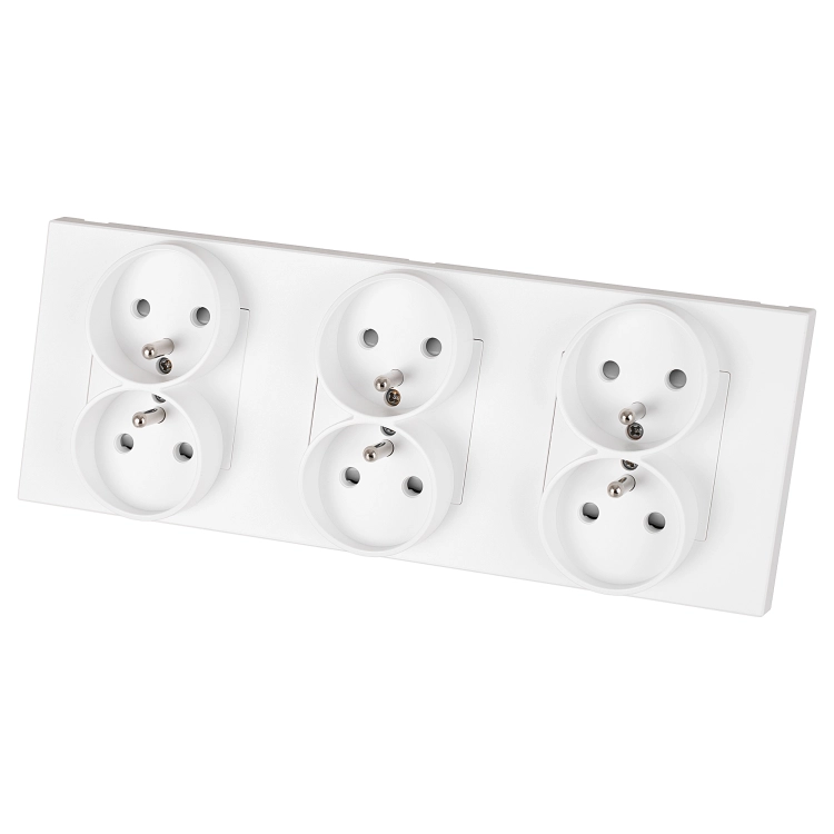 Dreifachsteckdose Kunststoff LINEA Weiß Dreifachrahmen Und 3 X Steckdose MIUUN