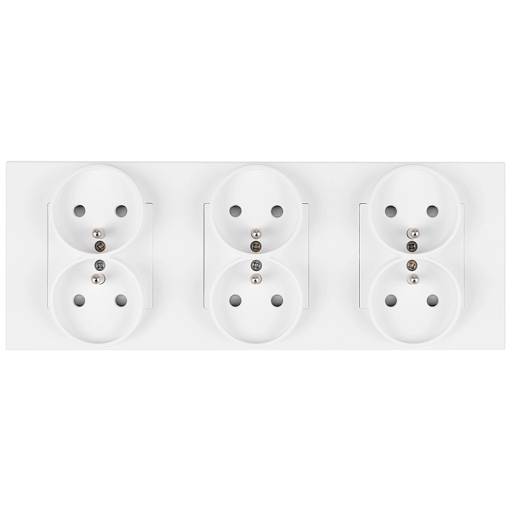 Dreifachsteckdose Kunststoff LINEA Weiß Dreifachrahmen Und 3 X Steckdose MIUUN