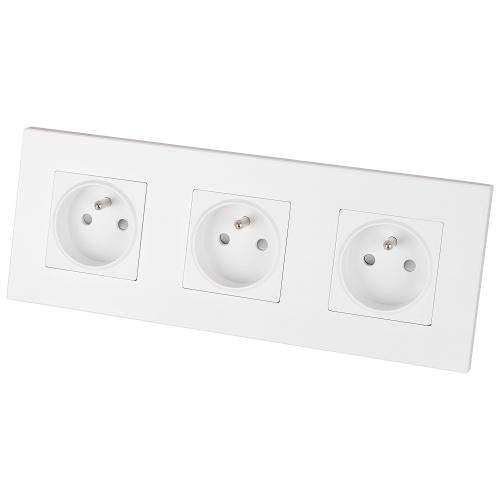 Dreifachsteckdose Kunststoff LINEA Weiß Dreifachrahmen Und 3 X Steckdose MIUUN