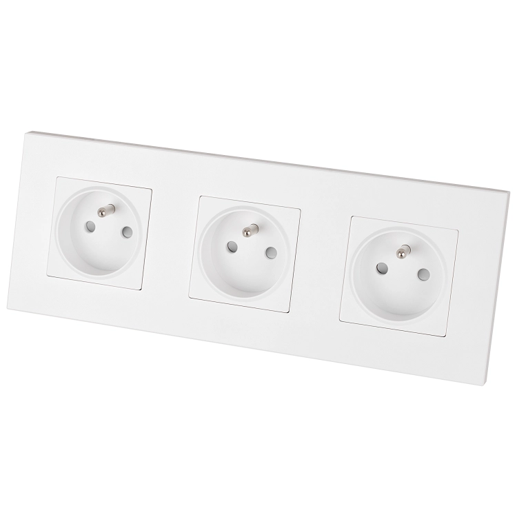 Dreifachsteckdose Kunststoff LINEA Weiß Dreifachrahmen Und 3 X Steckdose MIUUN