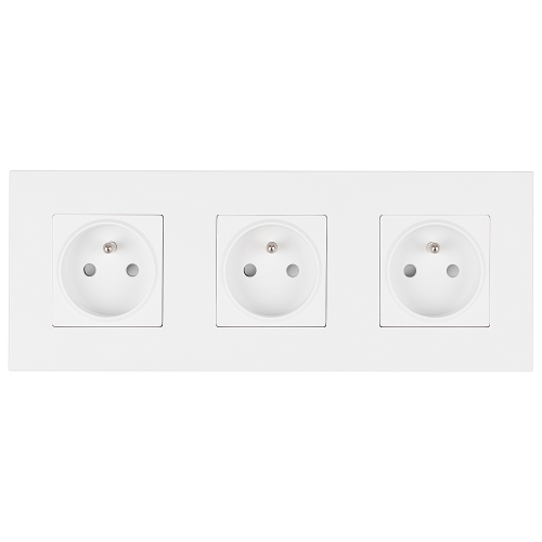 Dreifachsteckdose Kunststoff LINEA Weiß Dreifachrahmen Und 3 X Steckdose MIUUN