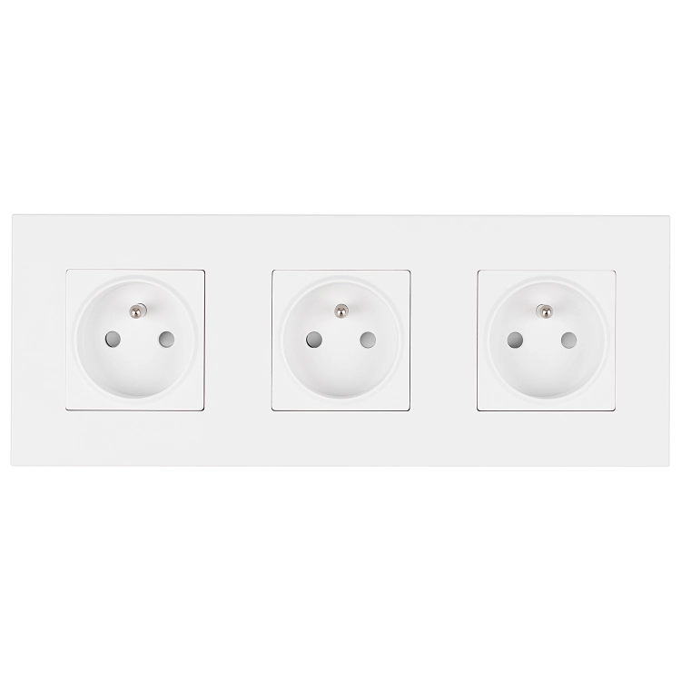 Dreifachsteckdose Kunststoff LINEA Weiß Dreifachrahmen Und 3 X Steckdose MIUUN