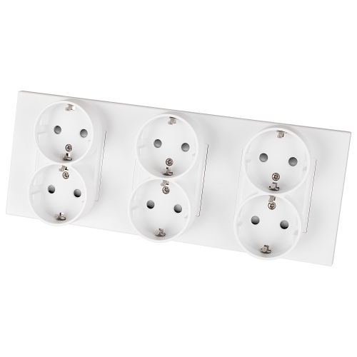 Dreifachsteckdose Kunststoff LINEA Weiß Schuko Dreifachrahmen Und 3 X Steckdose