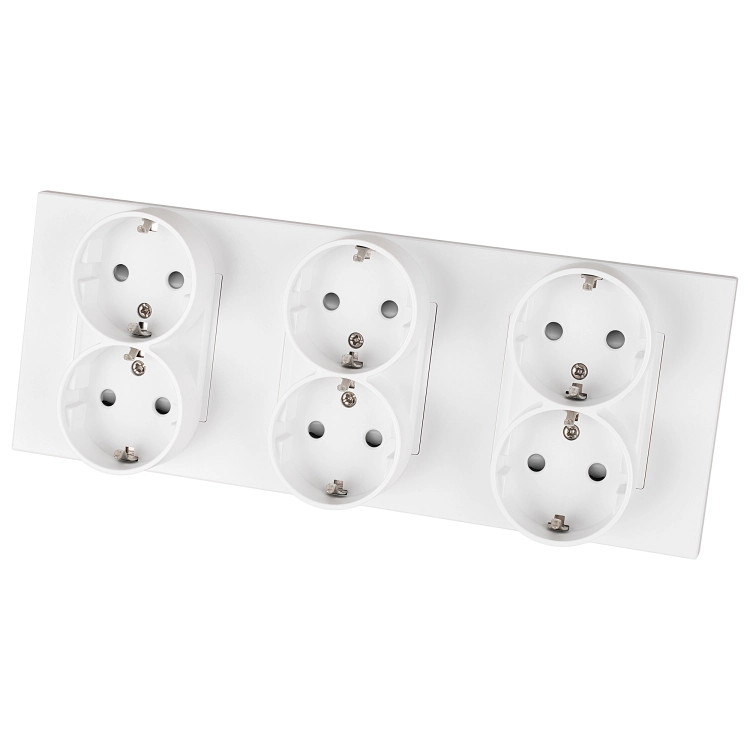 Dreifachsteckdose Kunststoff LINEA Weiß Schuko Dreifachrahmen Und 3 X Steckdose