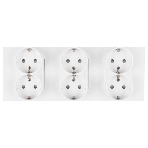 Dreifachsteckdose Kunststoff LINEA Weiß Schuko Dreifachrahmen Und 3 X Steckdose