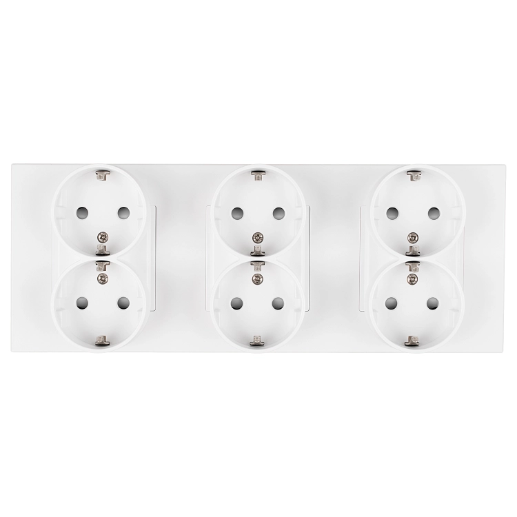 Dreifachsteckdose Kunststoff LINEA Weiß Schuko Dreifachrahmen Und 3 X Steckdose