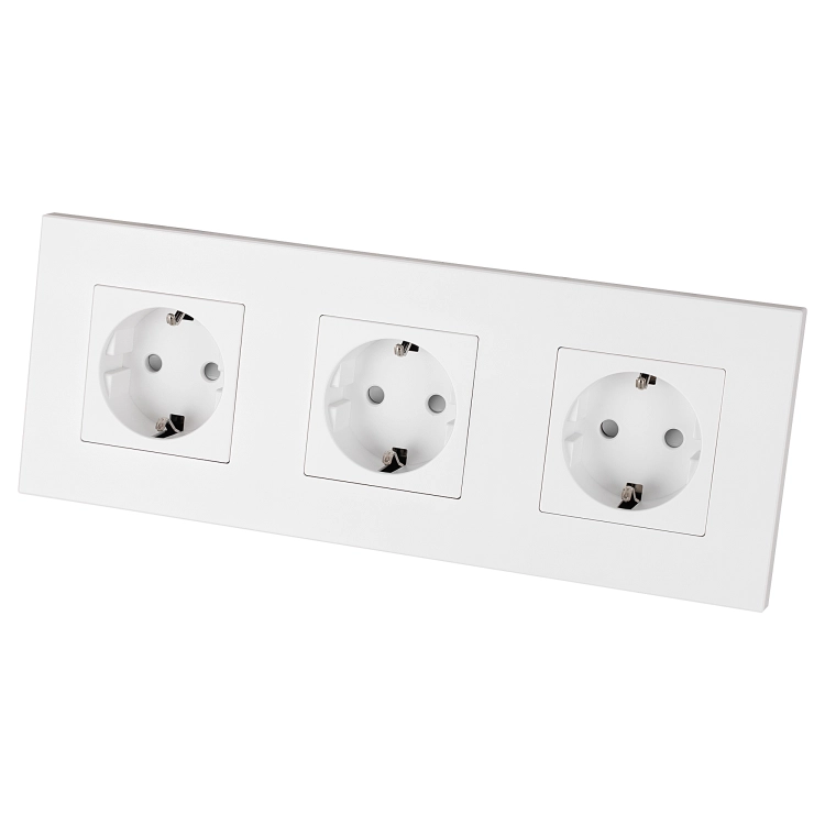 Dreifachsteckdose Kunststoff LINEA Weiß Schuko Dreifachrahmen Und 3 X Steckdose