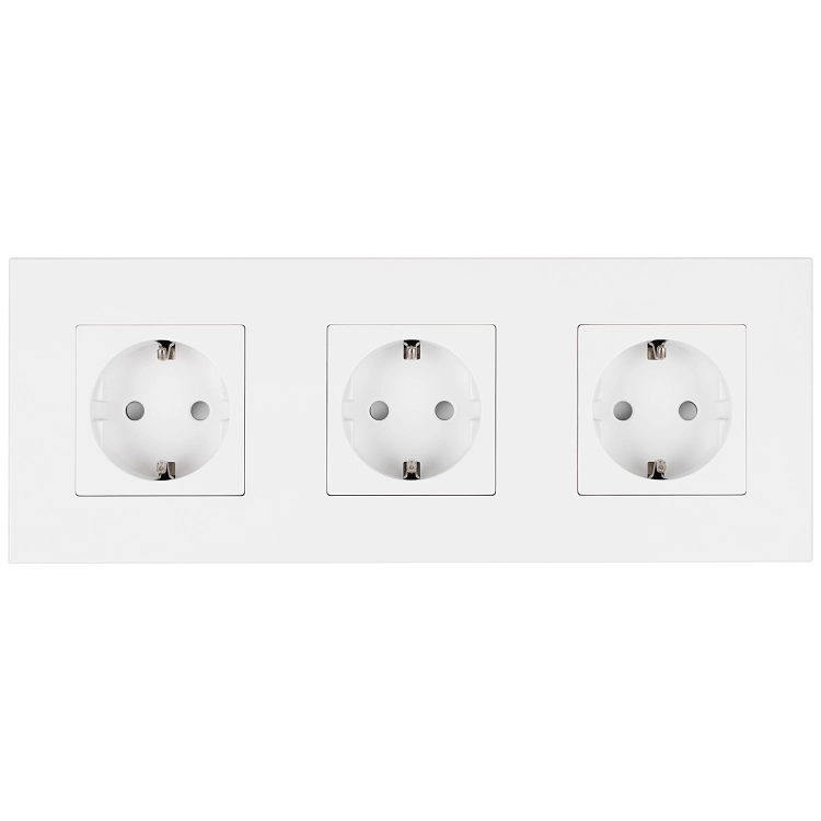 Dreifachsteckdose Kunststoff LINEA Weiß Schuko Dreifachrahmen Und 3 X Steckdose