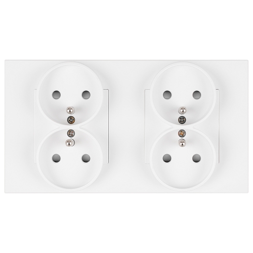 Vierfachsteckdose Kunststoff LINEA Weiß Doppelrahmen Und 2 X Steckdose MIUUN