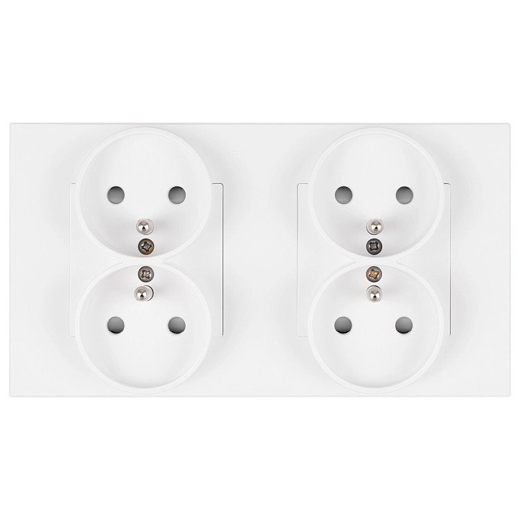 Vierfachsteckdose Kunststoff LINEA Weiß Doppelrahmen Und 2 X Steckdose MIUUN