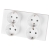 Vierfachsteckdose Kunststoff LINEA Schuko Weiß Und Doppelrahmen 2 X Steckdose