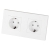 Doppelsteckdose Kunststoff LINEA Schuko Weiß Und Doppelrahmen 2 X Steckdose