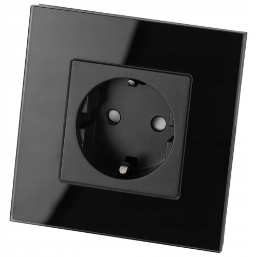 Schuko-Steckdose Mit Schutzkontakt Ohne Erdungsstift Glas Schwarz