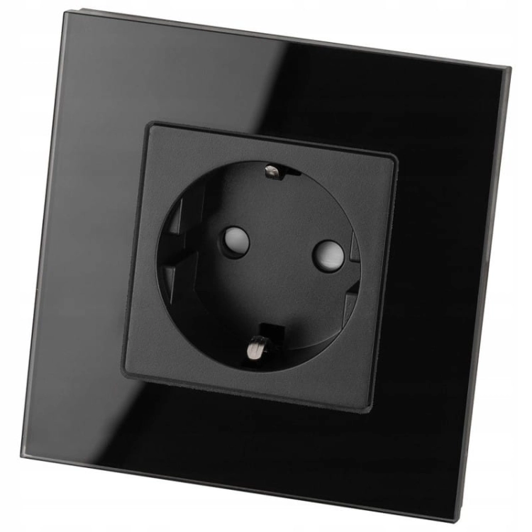 Schuko-Steckdose Mit Schutzkontakt Ohne Erdungsstift Glas Schwarz
